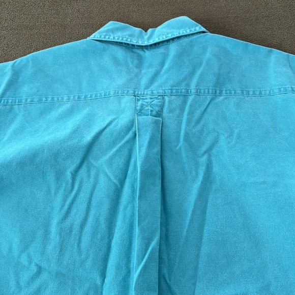 LL Bean lTraditional Fit Short Sleeve Teal Blue Short Sleeve Shirt Large (TD) - Picture 6 of 6